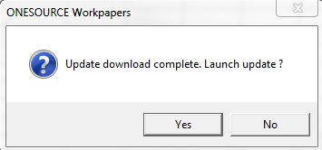 Screen capture showing the pop-up to launch the update.